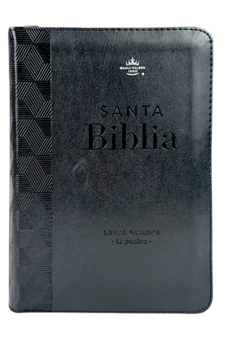 Biblia RVR 1960 Compacta Negro Geométrico Símil Piel con Cierre