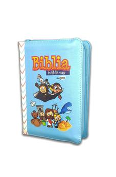 Image of Biblia RVR 1960 para Niños Mi Gran Viaje Azul Símil Piel con Índice con Cierre