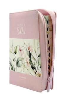 Biblia RVR 1960 Letra Grande Tamaño Manual Boho Rosa Símil Piel