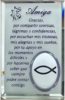 Placa cristal Iman con texto para Amiga