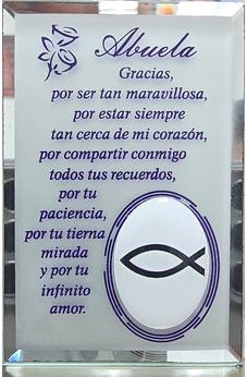 Placa cristal Iman con texto para Abuela