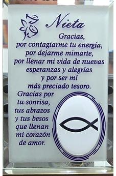 Placa cristal Iman con texto para Nieta