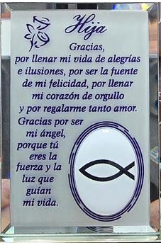 Placa cristal Iman con texto para Hija