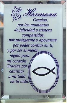 Placa cristal Iman con texto para Hermana