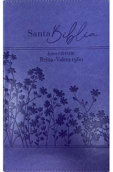Biblia RVR 1960 Letra Grande Tamaño Manual Flores Lila