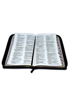 Biblia RVR 1960 Letra Grande Tamaño Manual Símil Piel Duotone Negro Negro con Índice con Cierre