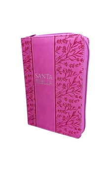 Biblia RVR 1960 Letra Grande Tamaño Manual Símil Fucsia con Índice con Cierre