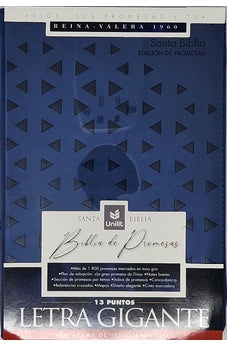 Image of Biblia RVR 1960 de Promesas Letra Gigante Azul Triangulos Simil Piel con Índice con Cierre
