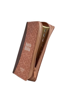 Image of Biblia RVR 1960 Letra Gigante Símil Piel Cáfe Rosa con Mariposas con Índice con Cierre