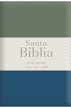 Biblia RVR 1960 Letra Grande Tamaño Manual Tricolor Gris Crema Azúl con Cierre con Índice