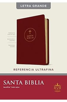 Biblia RVR 1960 Referencia Ultrafina Letra Grande Letra Roja Sentipiel Café Rojizo Índice