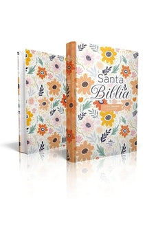 Image of Biblia RVR 1960 Letra Grande Tamaño Manual Tapa Flex Naranja Flores