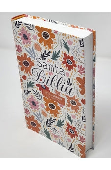 Image of Biblia RVR 1960 Letra Grande Tamaño Manual Tapa Flex Naranja Flores