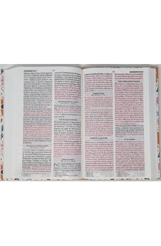 Biblia RVR 1960 Letra Grande Tamaño Manual Tapa Flex Naranja Flores