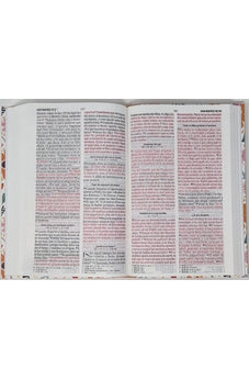 Image of Biblia RVR 1960 Letra Grande Tamaño Manual Tapa Flex Naranja Flores