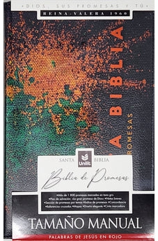 Biblia RVR 1960 de Promesas Letra Grande Tamaño Manual Negro Naranja Verde Simil Piel con Cierre