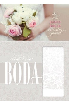 Biblia RVR 1960 de Boda Símil Piel Blanco Floral