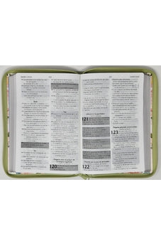 Image of Biblia RVR 1960 de Promesas Letra Gigante Verde Flores Simil Piel con Cierre