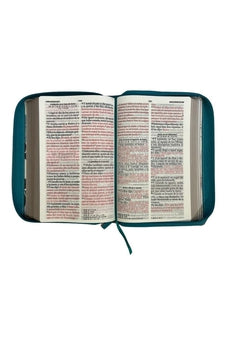 Biblia RVR 1960 Letra Gigante Símil Piel Flores Turquesa con Cierre