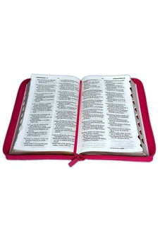 Image of Biblia RVR 1960 Letra Grande Tamaño Manual Símil Piel Fucsia con Índice con Cierre