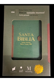 Biblia RVR 1960 Letra Grande Tamaño Manual Piel Tapa Dura Vintage Verde Café con Broche