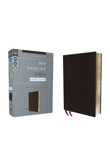 Image of NIV, Thinline Bible, Large Print, Bonded Leather, Black, Red Letter, Comfort Print