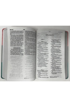 Image of Biblia RVR 1960 Letra Grande Tamaño Manual Tricolor Rosa Blanco Turquesa