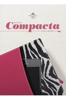 Biblia RVR 1960 Compacta con Cierre Fucsia Cebra con Cierre Símil Piel